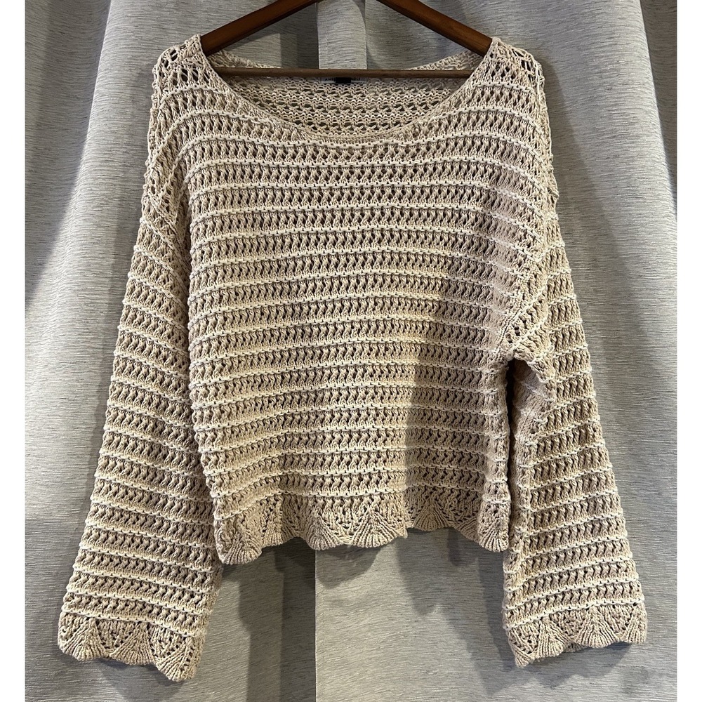 American Eagle women's ballet neck open Knit Oversized Sweater size Large Chunky